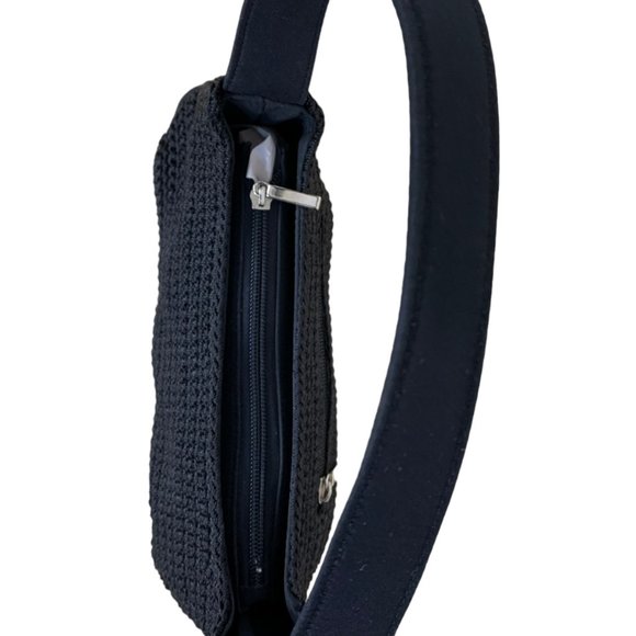 EUC Black Crochet Short Strap Handbag with Zippered Outside and Inside P… - Picture 7 of 12